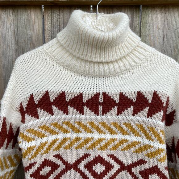 Elsamanda Sweater Turtleneck Small Southwestern Aztec Ivory NWT Winter Warm - Picture 3 of 12